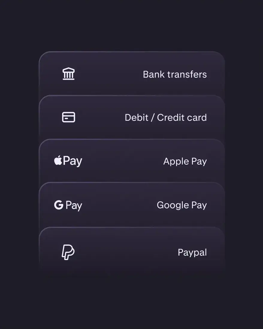 Schritt 2, Zahlungsmethode wählen: Von der klassischen Banküberweisung bis Apple Pay – es stehen zahlreiche Möglichkeiten zur Verfügung.